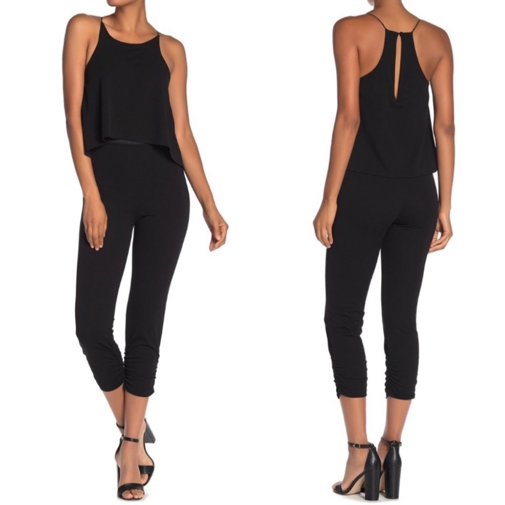 NWT: Black Halter Cropped Jumpsuit